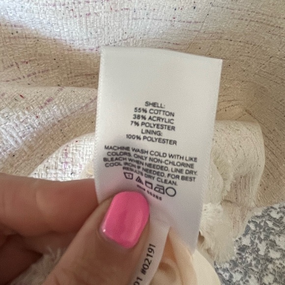 NWT Express Fringe Tweed Novelty Button Cropped Jacket Blazer, Beige / Pink, XL - Picture 9 of 9